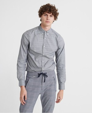 Superdry Edit Button Down Férfi Hosszú Ujjú Ing Fekete | JWZGL6574